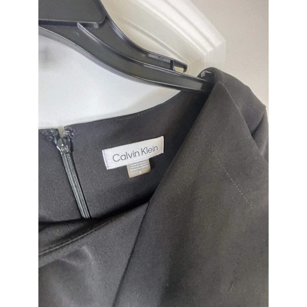 Calvin Klein NWOT Black Wrap Midi Dress Size 6 Career Work